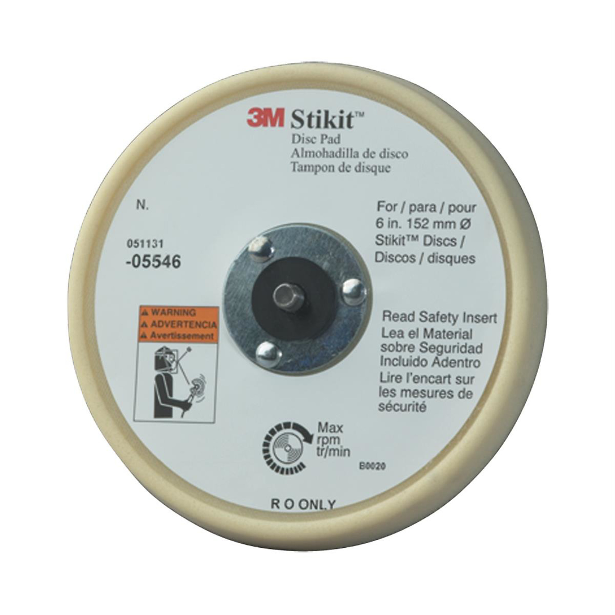 3M Stickit Low Profile Pad — 6in., Soft Foam, 5/16-24 External Threads, Model# MMM5546